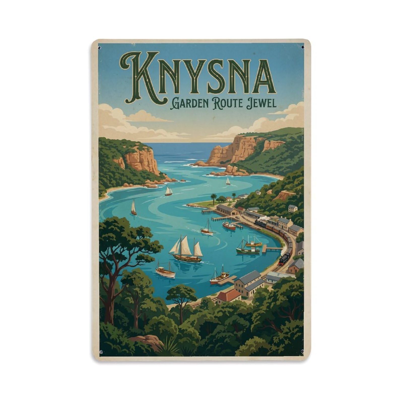 Gead 8X12inch Style Retro South Africa Knysna Travel Metal Tin Sign
