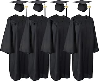 Unisex Matte 4 Pcs Graduation Cap and Gown 2025 2026 Tassel set