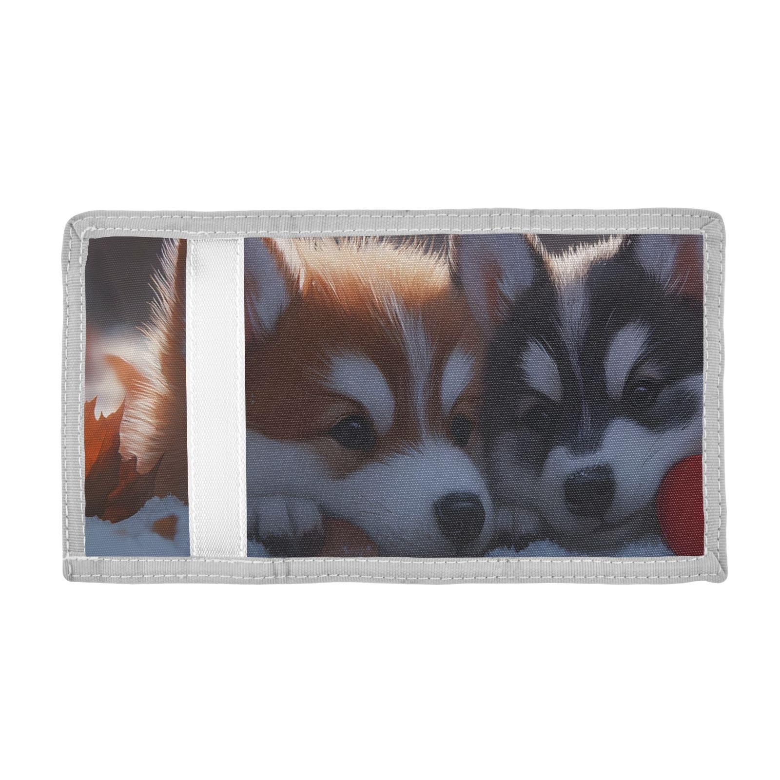 FOLIOSA Kids Wallet for Boys Girls Little Husky Print Youth Wallet with Zipper Pocket Card Holders, Novelty Wallet 4.9×2.9 in