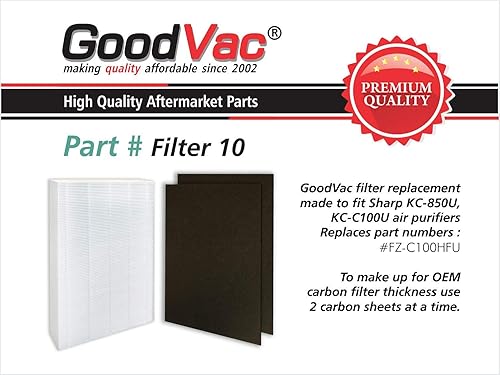 Miniatura 3 de GOODVAC Filtro con 2 prefiltros de carbono para adaptarse a Sharp FZ-C100HFU KC-850U
