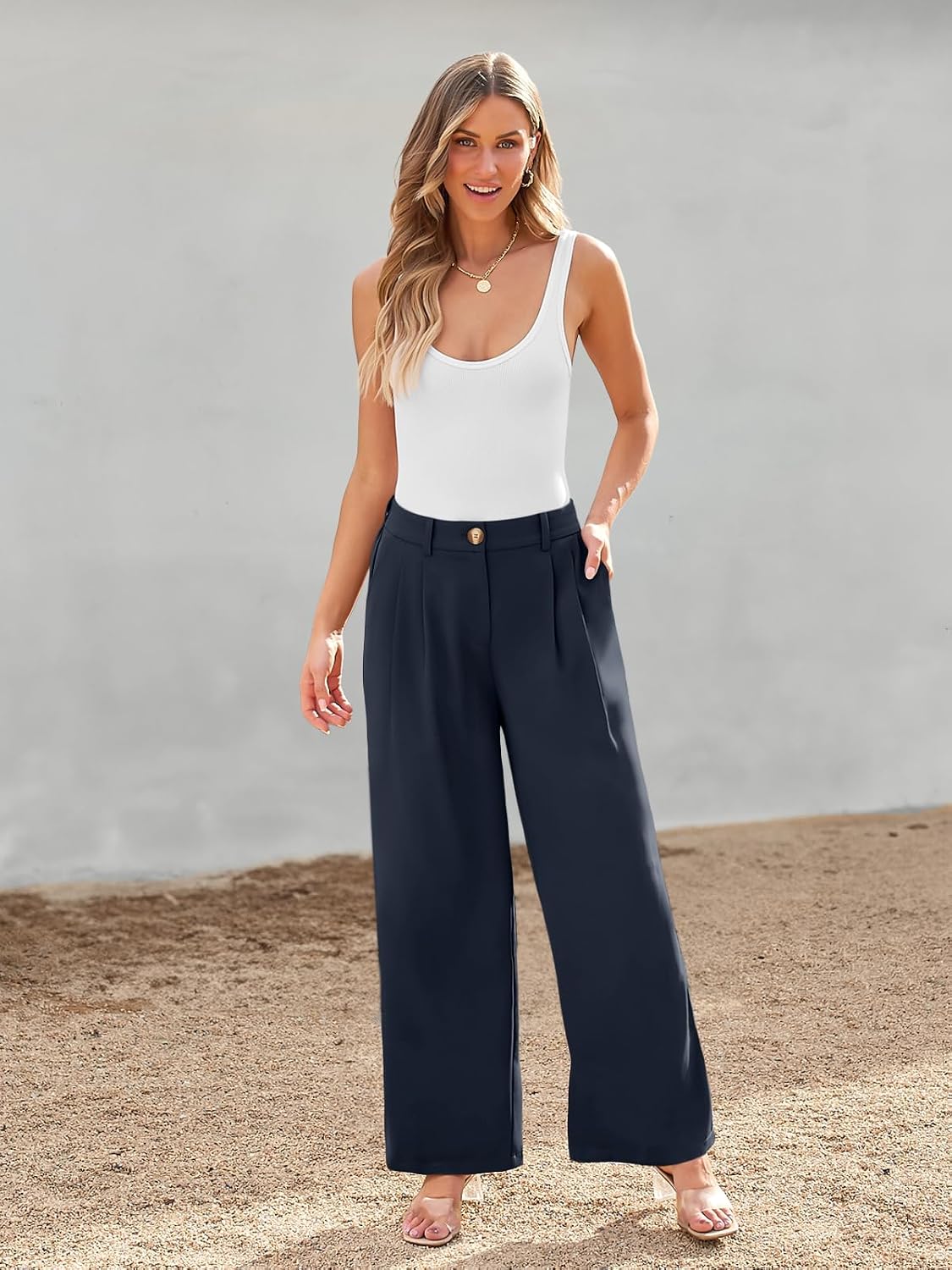LILLUSORY Wide Leg Dress Pants Women's High Waisted Dressy Trousers