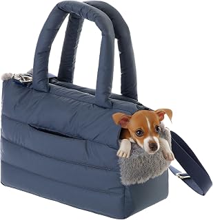 Bolsa para perros – Bolsa para perros pequeños y medianos – M – hasta 8 kg, bolsa de viaje para perros con mosquetón, transportín para perros, bolsa de transporte, color azul oscuro