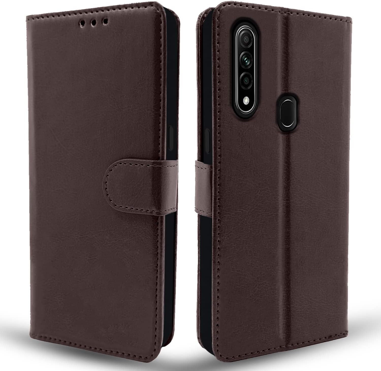 - Pikkme Oppo A31 Flip Case Leather Finish | Inside TPU with Card Pockets | Wallet Stand and Shock Proof | Magnetic Closing | Complete Protection Flip Cover (Coffee)
