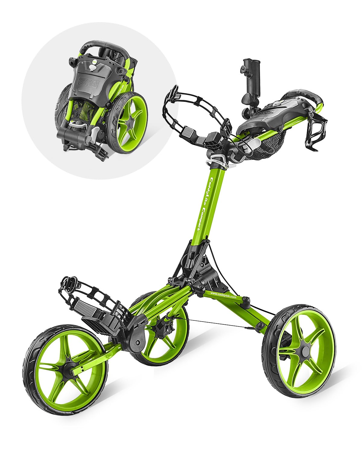 Caddytek CaddyLite Compact Golf Push Cart - Lightweight Aluminum 3-Wheel Foldable Golf Bag Cart with Quad-Fold System EVA