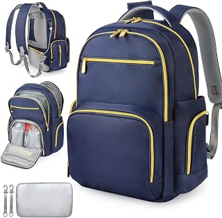 Diaper Bag Backpack with Laptop Compartment Golden Zipper Water Resistant Large Capacity Changing Pad Maternity Nappy Bag Freshly Picked Diaper Bag Essentials Mommy Travel Bag Baby Accessories