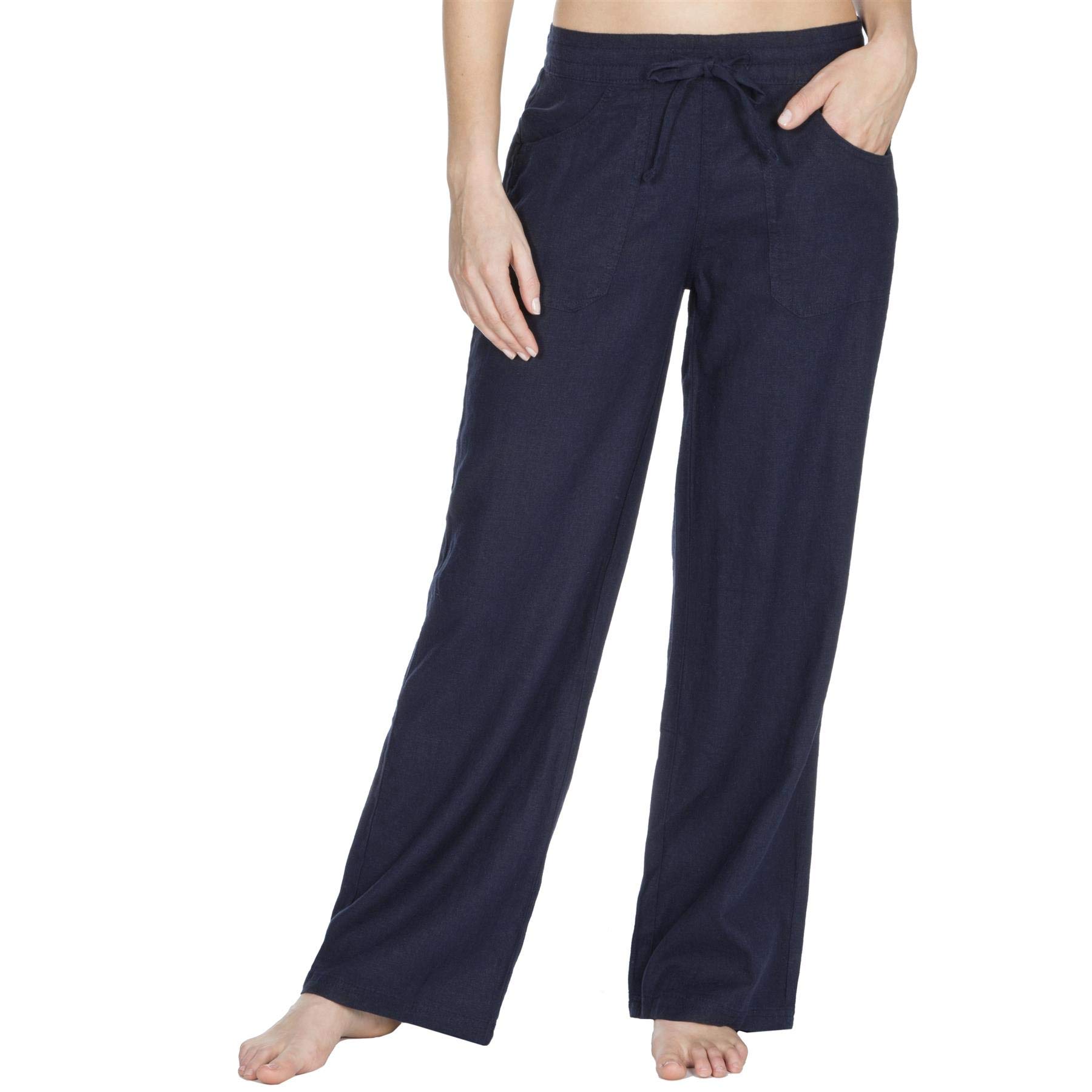 Undercover Women's Navy Linen Ribbed Back Waist Trousers 52A182 18