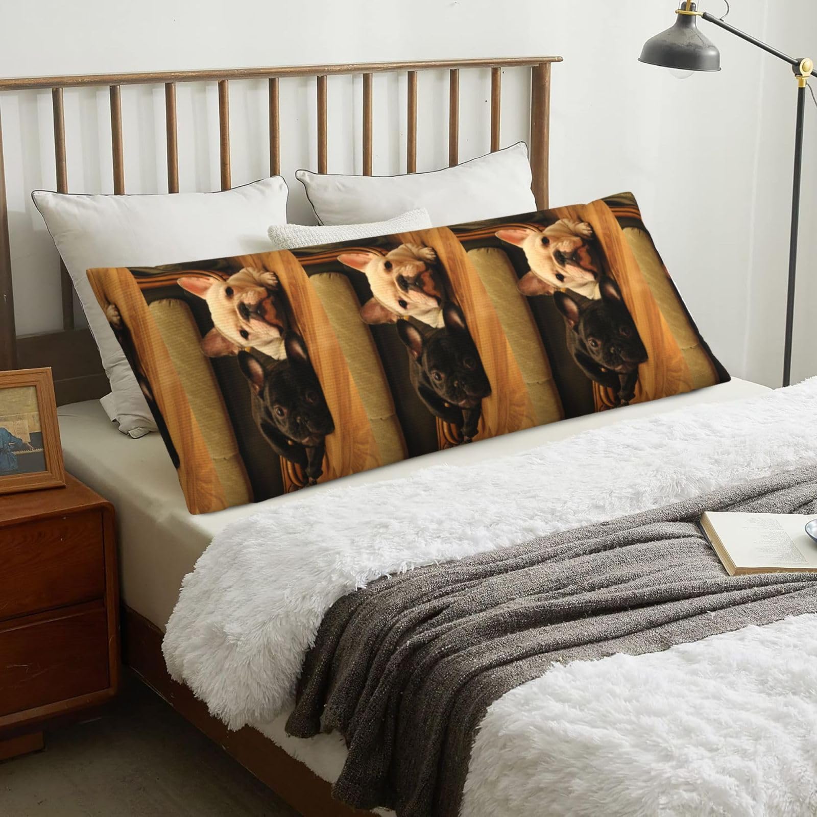 French Bulldog, Body Pillow Cover with Zipper,Long Body Pillowcase 20 x 60 in