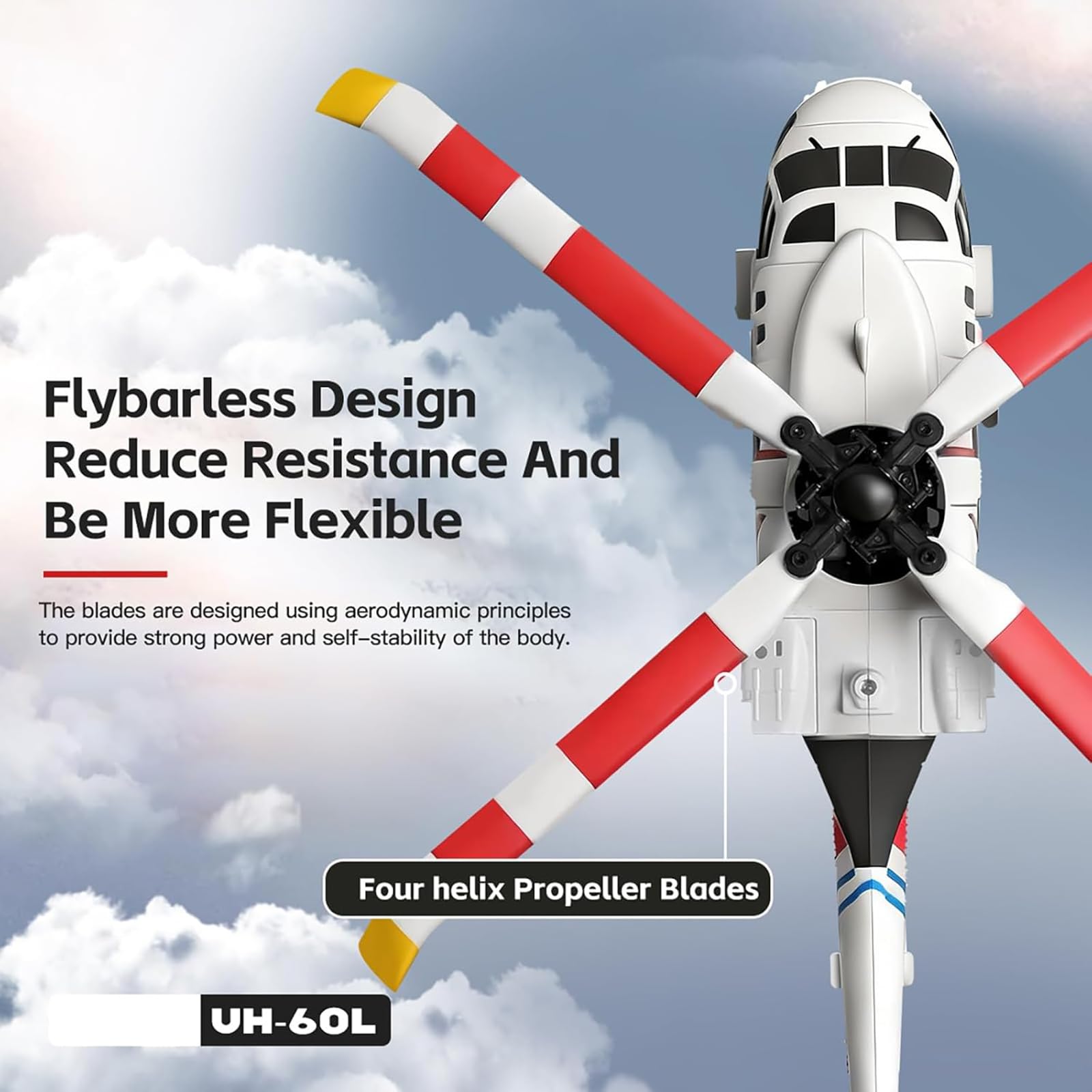 Genérico Helicóptero a Escala K270 UH-60L 2.4G 4CH Clase 170 de 4 rotores con Control Remoto de Mantenimiento altitud barométrica, posicionamiento por Flujo óptico y Acelerador Ajustable,3 Batteries