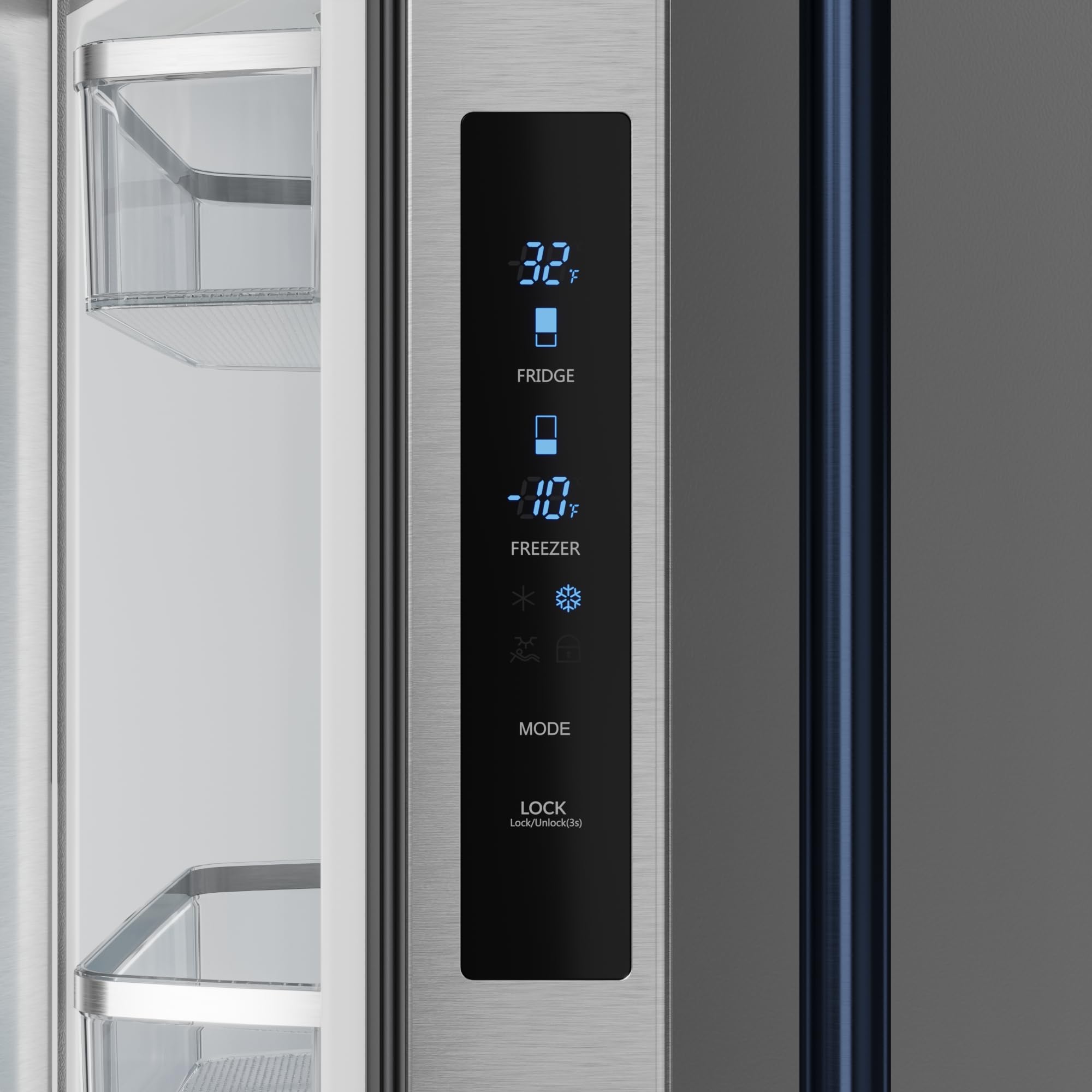 Thor Kitchen Gordon Ramsay 30 Inch 17.7 cu ft French Door Counter Depth Refrigerator with Ice Maker in Stainless Steel/Navy Blue on Fridge.com
