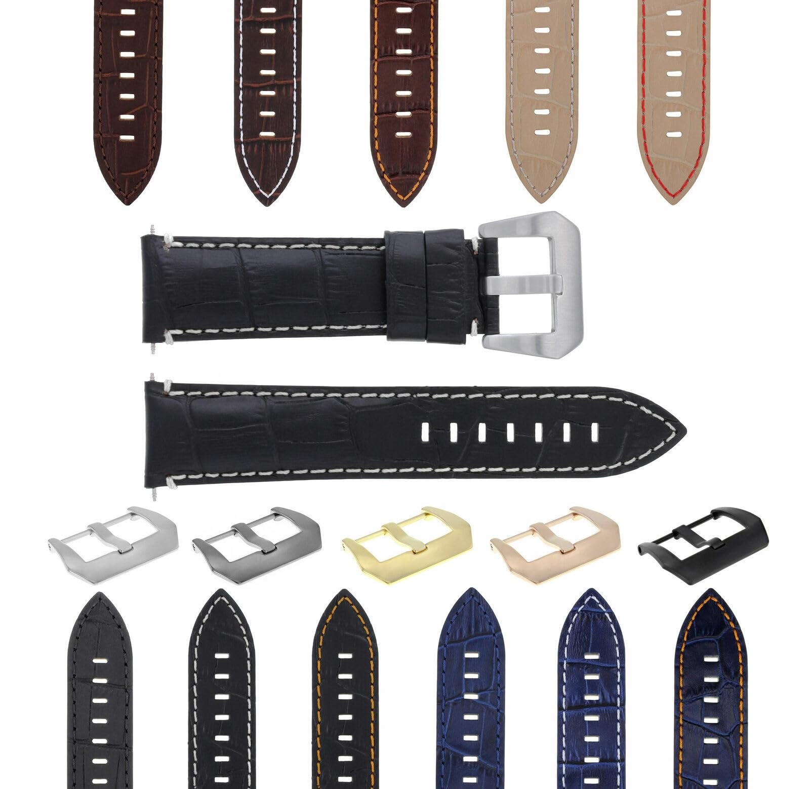 Ewatchparts 22-24mm Leather Watch Band Strap Compatible With Montblanc Timewalker Chrono Watch