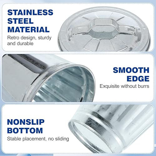 Miniatura 5 de jojofuny 9 botes de basura de hierro con tapa, papelera de metal en miniatura de escritorio para oficina en casa, cubo pequeño, portavasos, maceta,