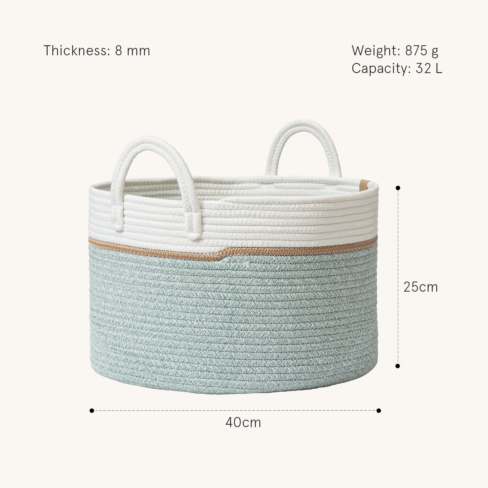 LA JOLIE MUSE Braided Basket, Cotton Rope Storage Baskets, Large Cotton Basket, Laundry Basket for Blanket Children's Toys - Image 4