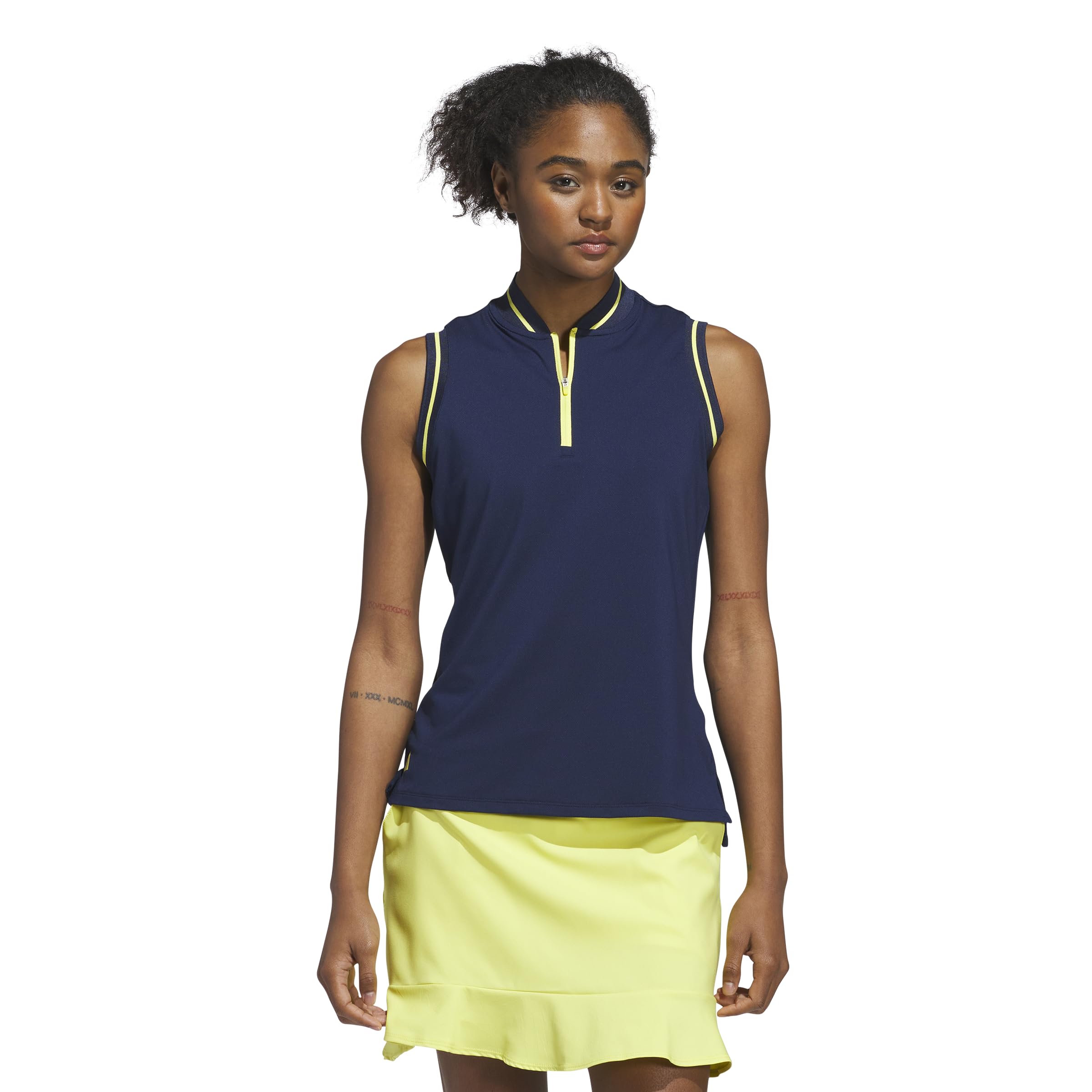 adidas Women's Ultimate365 Quarter-Zip Sleeveless Polo Shirt, Collegiate Navy, M