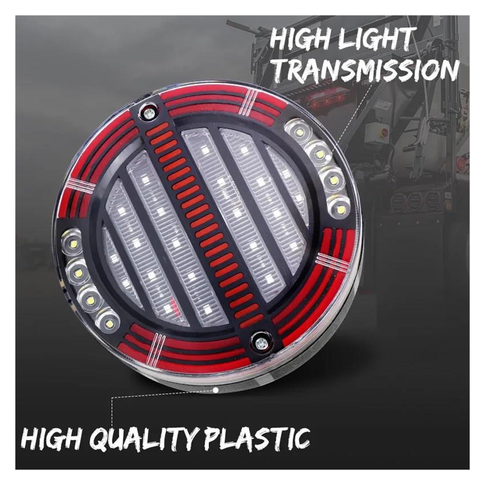 Luz Matrícula Luz Trasera LED Redonda 5,5 Pulgadas Freno secuencial Giro y Marcha atrás para Coches Camiones remolques Tractores Furgonetas 12 V y 24 V. Reemplazo Luces Traseras