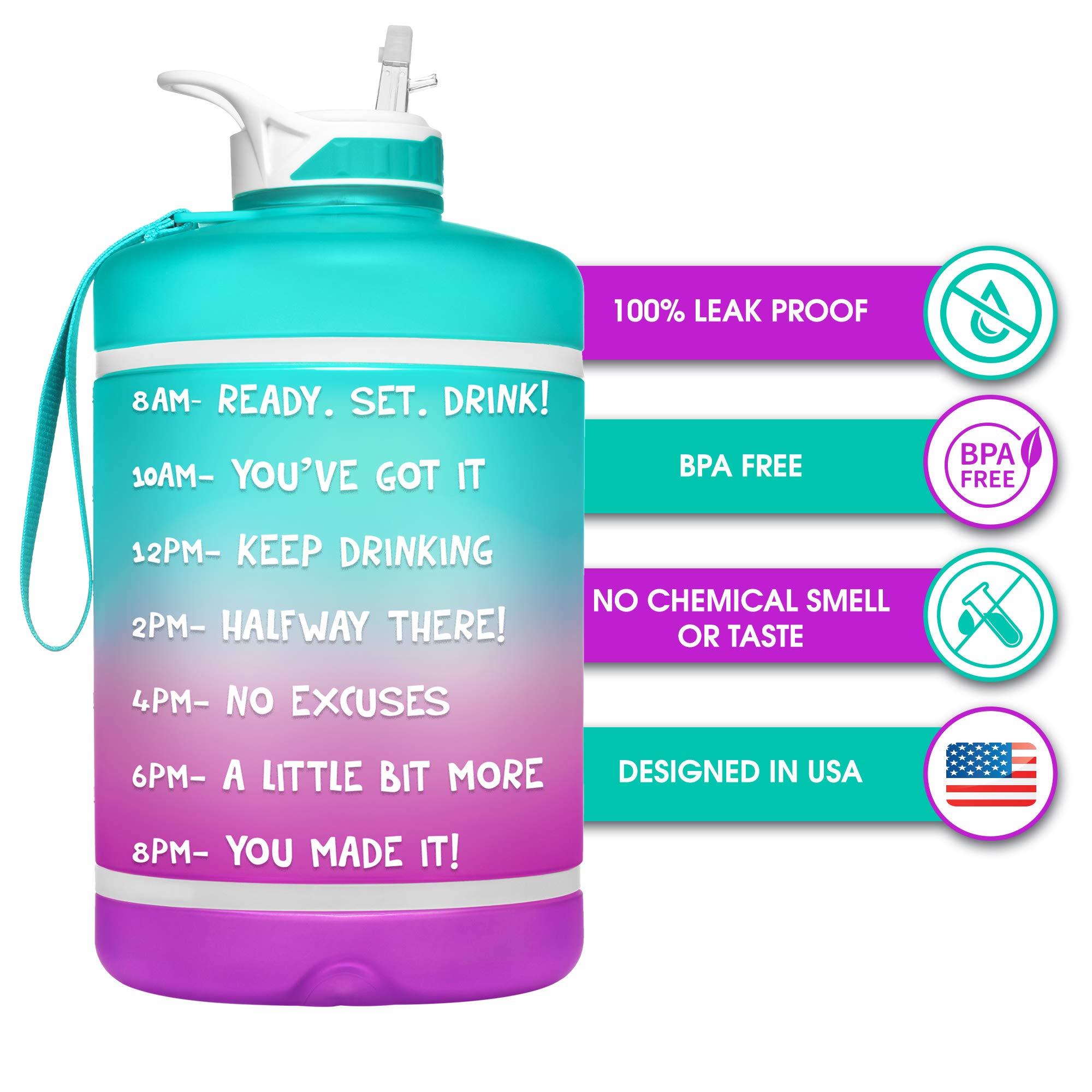 EnergyBud 3.8L Water Bottle | Large Gym Water Bottle For Men & Women With 2 Straws | No BPA, BPS, DEHP | Tritan Material | Dishwasher Safe, Adjustable Strap, Wide Mouth, Silicone