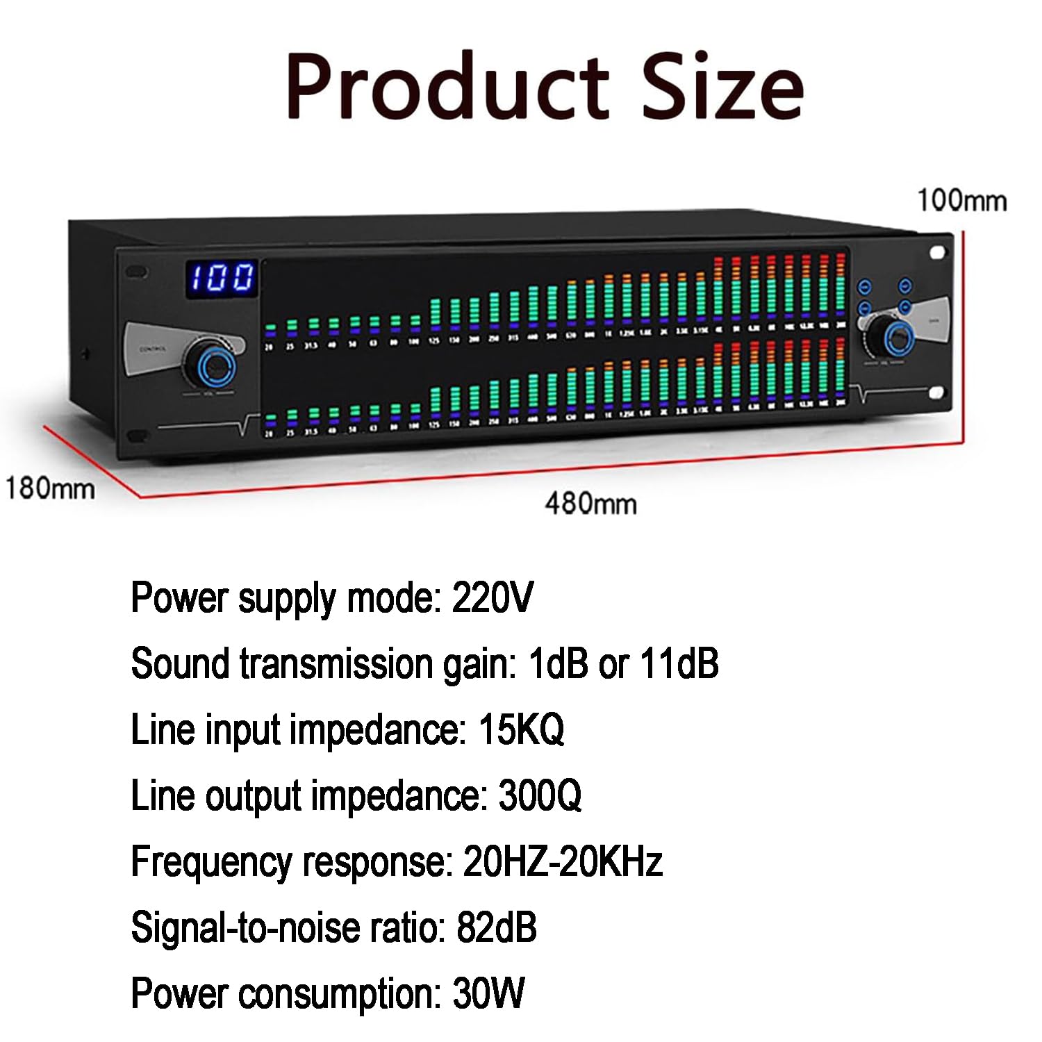 Equalizzatore Digitale DDARKHORSE T531 - 31 Bande Con Display Spettro LED - Per KTV E Palco