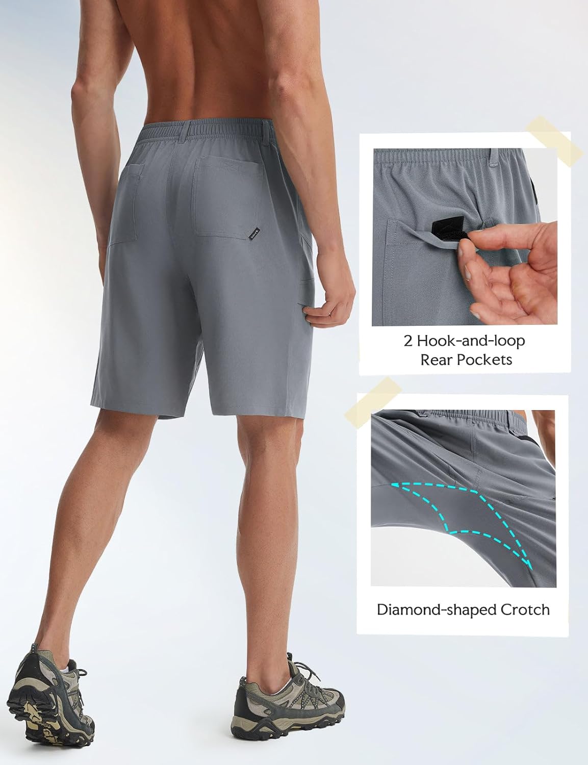 baleaf Mens Hiking Shorts with 6 Pockets 11'' Cargo Golf Quick Dry Lightweight Water Resistant Outdoor Travel Shorts