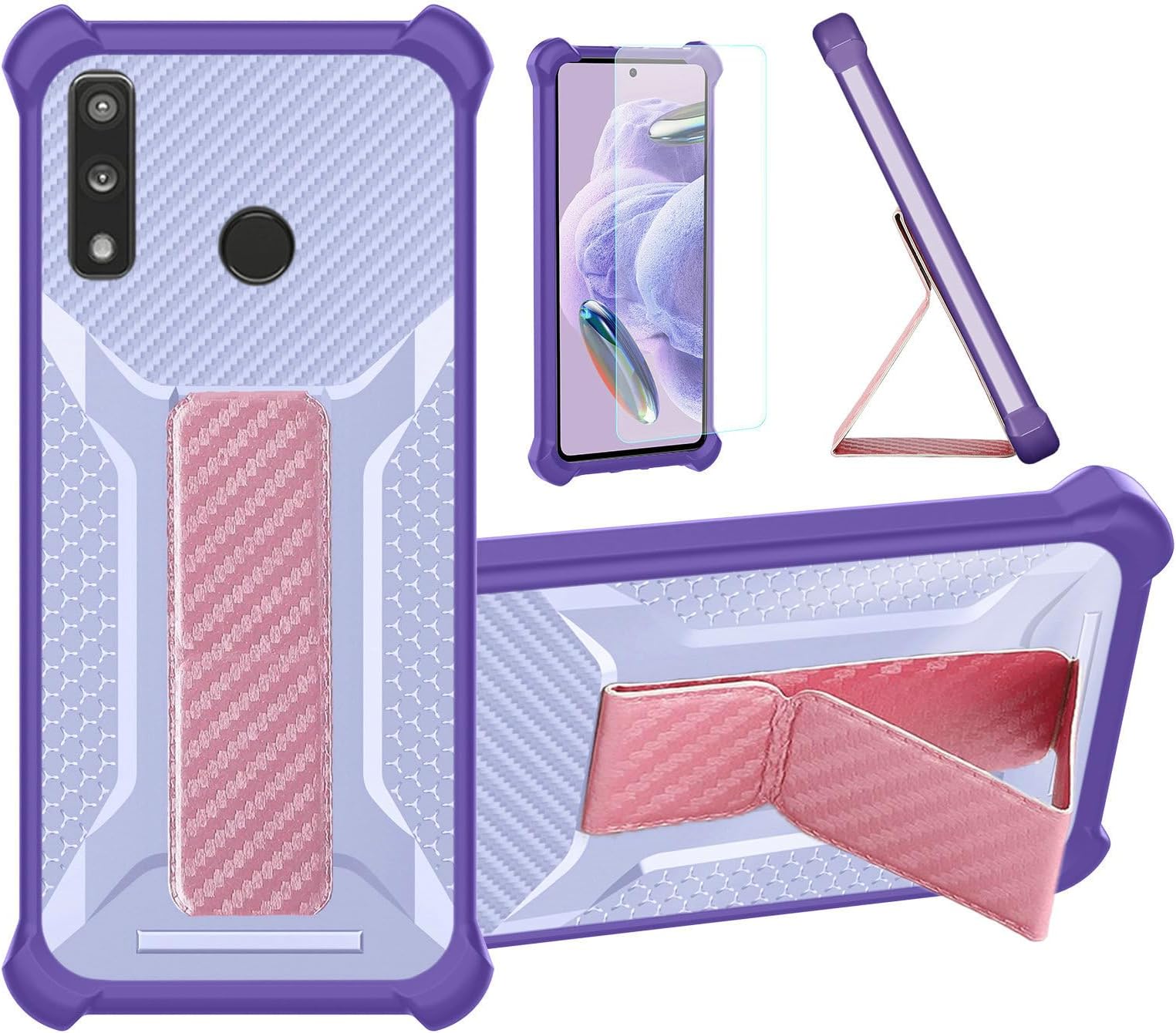 Case for Teracube Thrive Phone Case Stand Cover [with Tempered Glass Screen Protector] Hybrid Case [Folding Support Magnetic] [Frosted Anti-Fingerprint] Purple