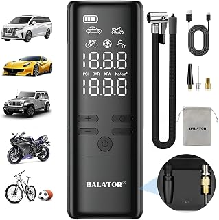 Tire Inflator Portable Air Compressor - Air Pump for Car Tires -150 PSI Portable Inflator 4X Faster Inflation, Smart Tire Inflator for Cars, Motorcycles, Bicycles, Balls with Pressure Gauge