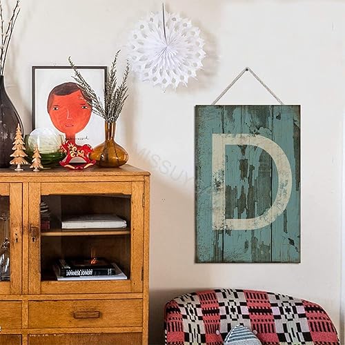 Vista 486 de Letrero colgante de madera con letra A, letrero de madera, decoración del hogar, 26 letras del alfabeto de metal, placa de madera, decoración