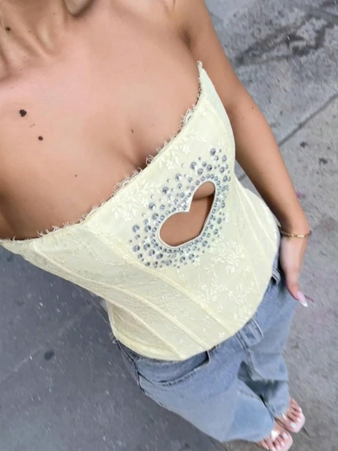 Women's Summer Sparkling Corset Bandeau Tube Top Strapless Body Shaper for Party Graduation Birthday Outfits