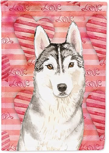 Caroline's Treasures CK1750GF - Bandera decorativa para jardín con texto en inglés "Love a Siberian Husky Garden Flag" para patio exterior, obras de