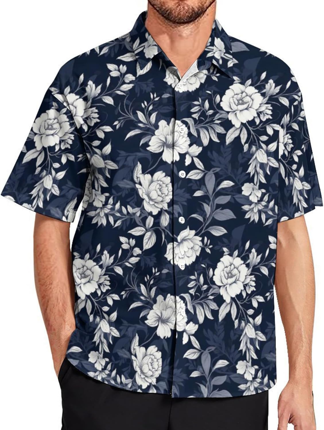 Mens Hawaiian Shirt, Funky Button Shirt for Men, Summer Tropical Beach Casual Shirt, Floral Mens Short Sleeve Shirts