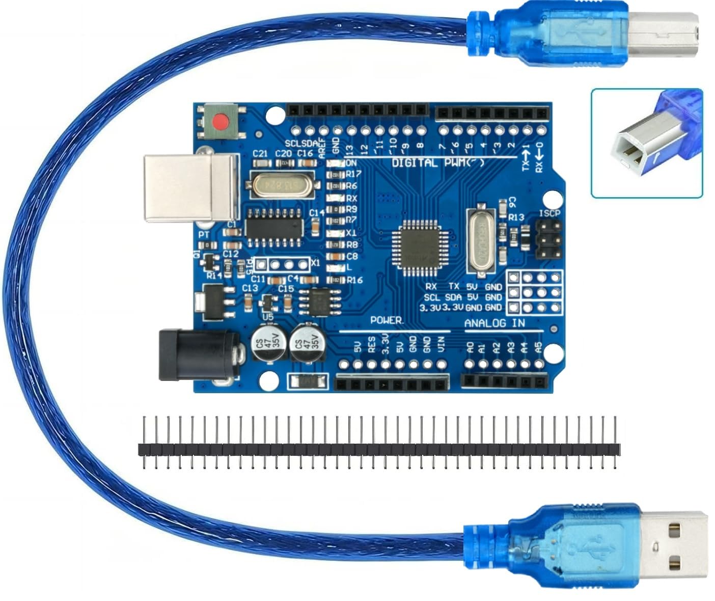 WWZMDiB Improved Version Board Compatible with Arduino UNO R3 Compatible with Arduino IDE with USB Cable and 2.54mm Straight Pin Header ATmega328P