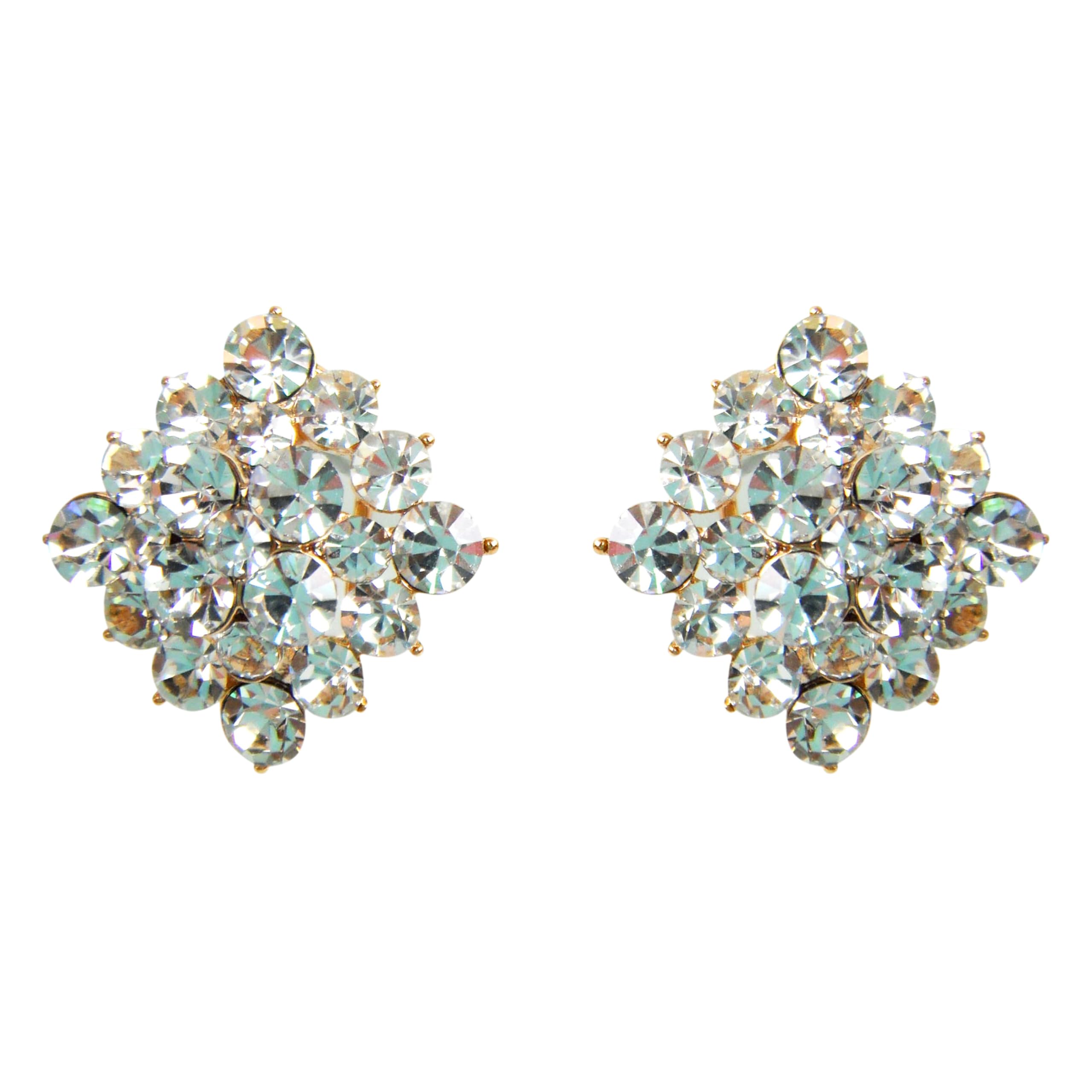 Navachi 18k Gold Plated Colorful Crystal Little Pearl Omega Back Earrings