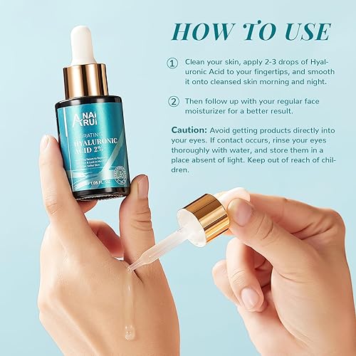 Miniatura 5 de ANAI RUI Suero de ácido hialurónico para la piel al 2% con vitamina B5, C y E, hidratación intensa + hidratante, rellena y aumenta la firmeza, no