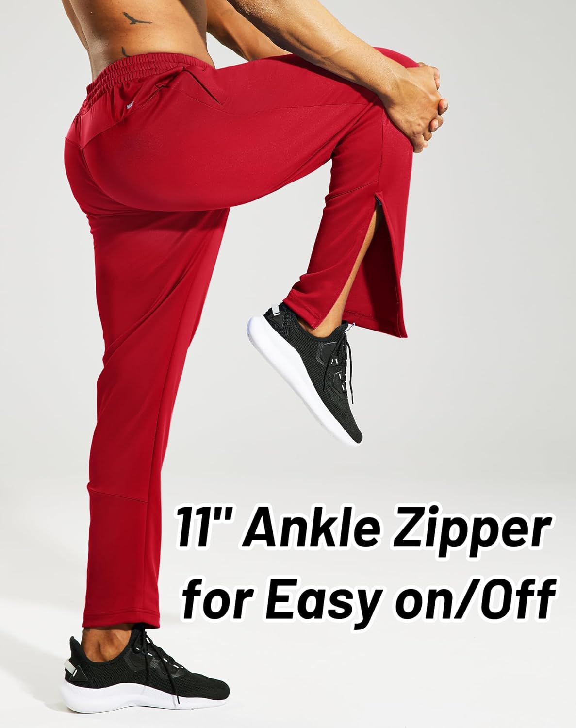 MIER Men’s Sweatpants with Pockets, Athletic Training Track Jogger, Soccer Warm-up Pants with Zipper Ankle - Image 2