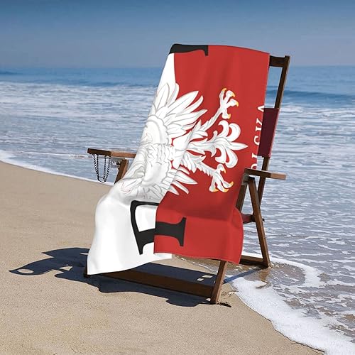 Miniatura 3 de Decktt Toalla de playa con bandera polaca, 32 x 52 pulgadas, toalla de camping de microfibra de secado rápido, súper absorbente, súper suave, toalla