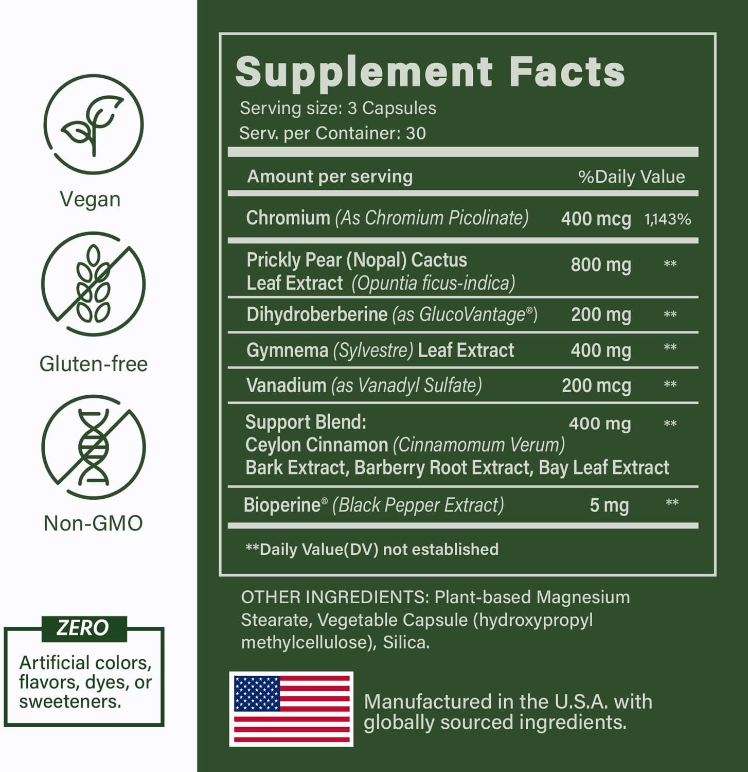 Berberine Nopal Supplement – Dual-Action Blood Sugar & Metabolic Support with Dihydroberberine (GlucoVantage®) & Nopal (Prickly Pear) – Ceylon Cinnamon, Gurmar (Gymnema) & Chromium – 90 Capsules