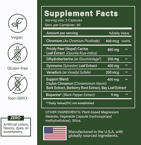 Miniatura 3 de Berberine Nopal, Super Formula con Nopal, Dehidroberberina (Glucovantage), Gymnema Sylvestre, Picolinato de Cromo, Sulfato de Vanadilo, Canela de