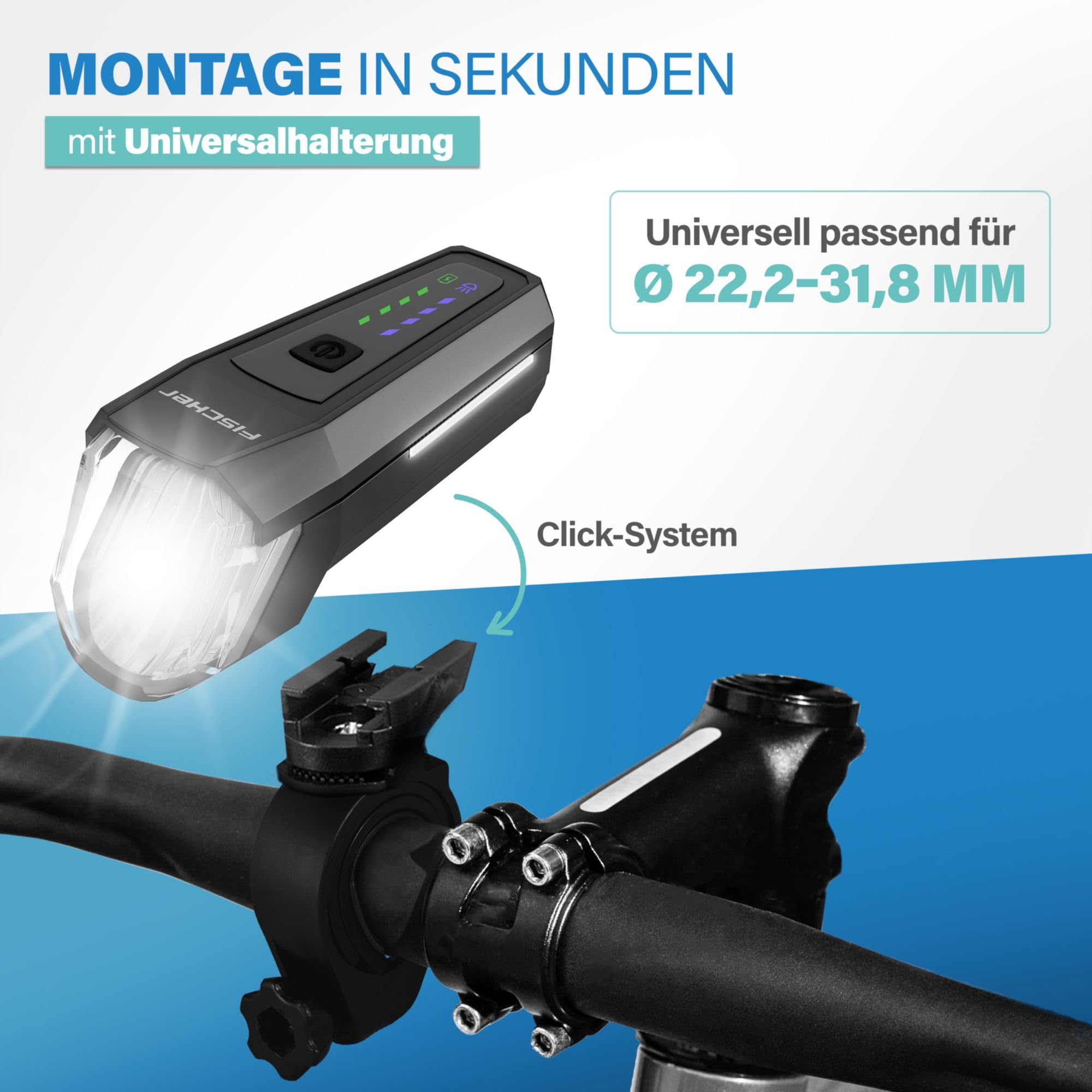 Fischer Fahrrad LED-Frontlicht 100 Lux Fernlicht
