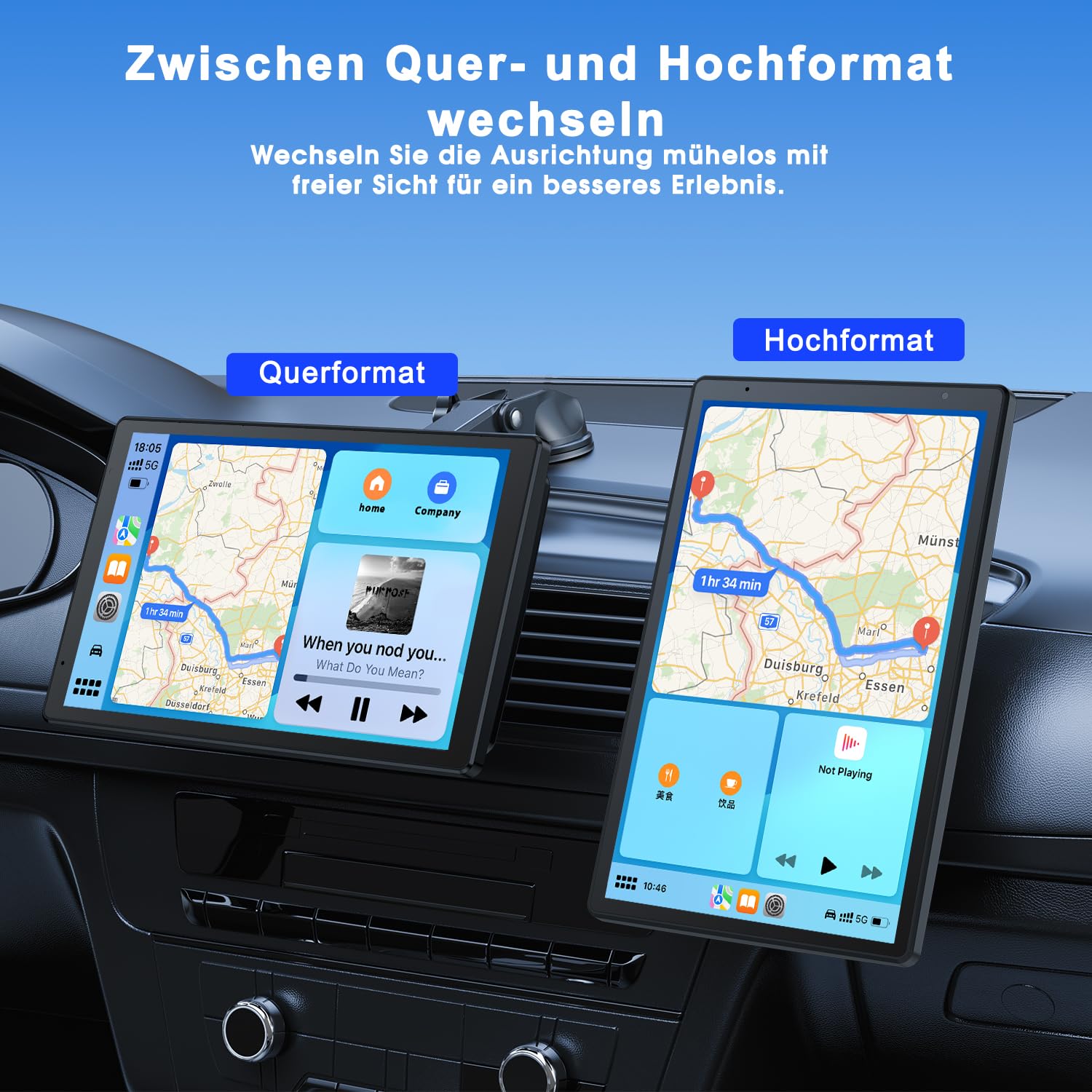 Avylet 8'' Tragbares Carplay Display für Apple CarPlay & Android Auto, Magnetische Halterung, Mirror Link und OTA-Updates, IP67 1080P Rückfahrkamera, Bluetooth, Sprachsteuerung, GPS-Navigation
