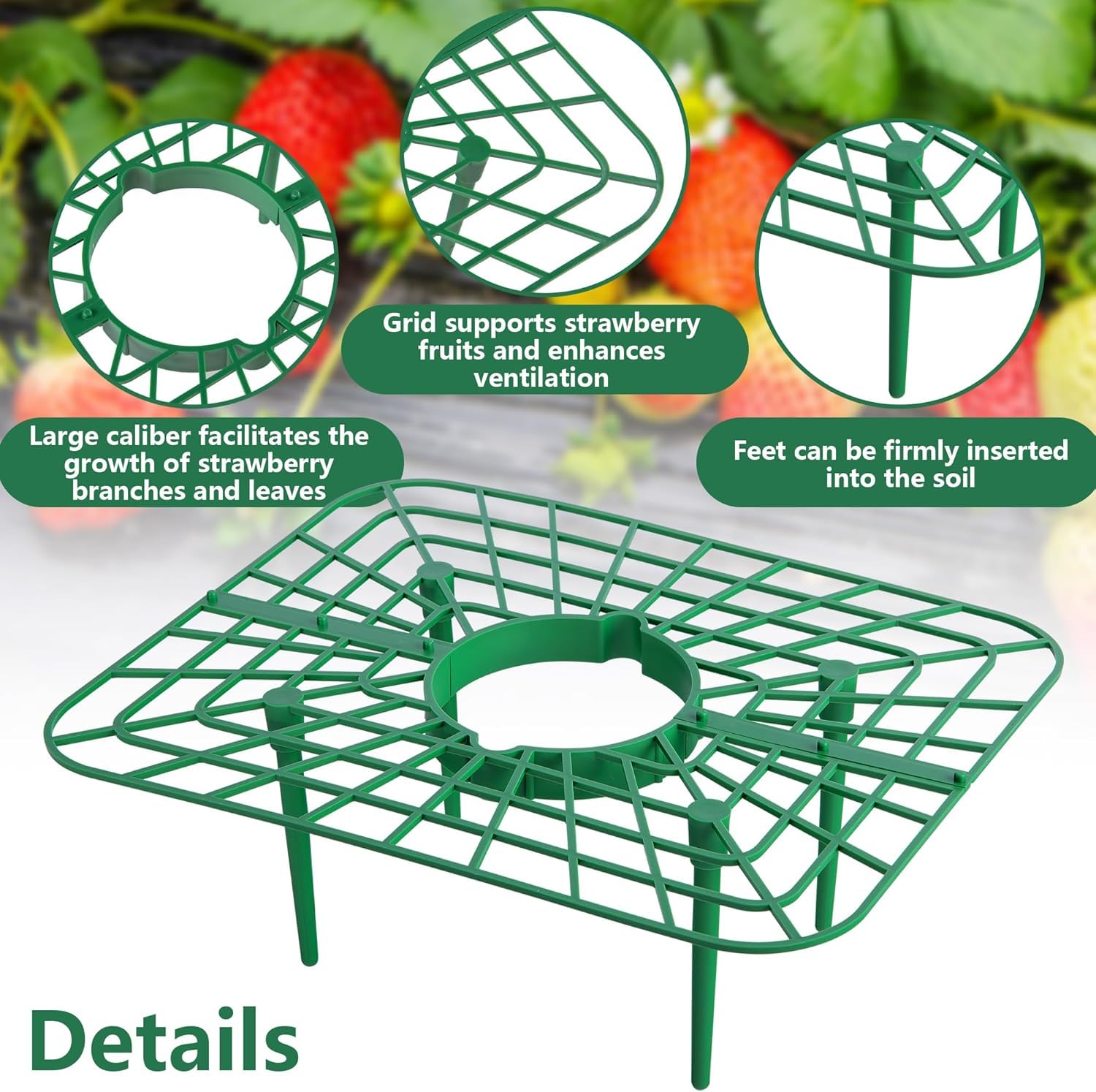 GIONAR 12 Packs Square Strawberry Supports - Strawberry Growing Racks - Plant Support Stand Holder Growing Frame Keep Berries Clean - Image 2