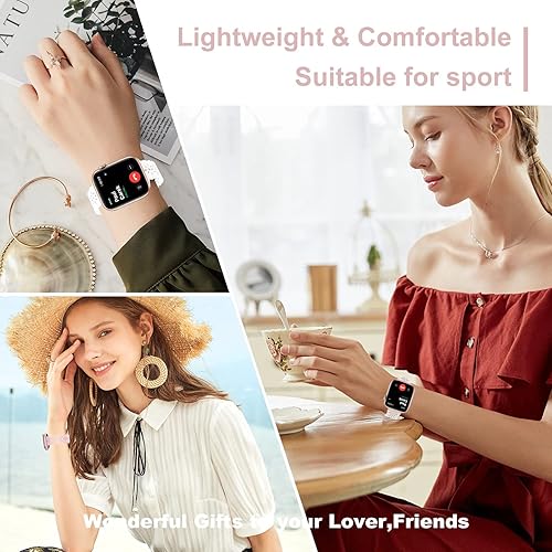 Miniatura 4 de Correa de silicona de encaje compatible con Apple Watch Band 1.496 in 1.575 in 1.614 in 1.654 in 1.732 in 1.772 in, correa delgada hueca suave