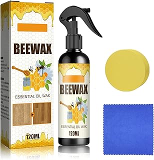 Beeswax Spray Cleaner with Sponge & Towel for Wood Furniture, Natural Beeswax Care For Wood Floors, Furniture, Tables, Cabinets (Lemon)
