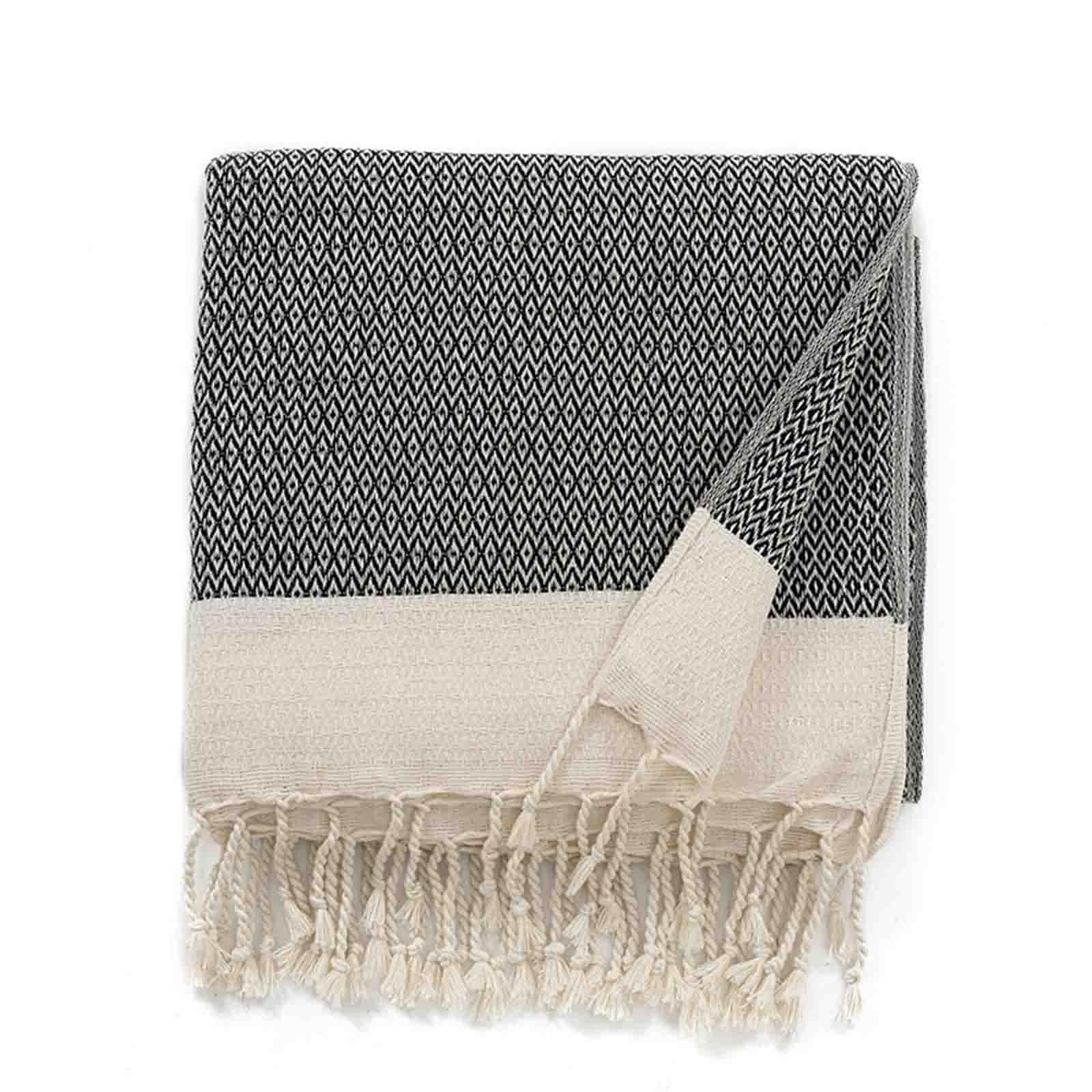 JUSHZ Coperta Plaid Divano Blanket Letto Singolo Estivo Leggero Primaverile Letto Singolo Estiva Leggera Singolo Divano Scaldaletto Copertina Cotone 21 Count Taglia Grande Morbido (Black,125x180CM)