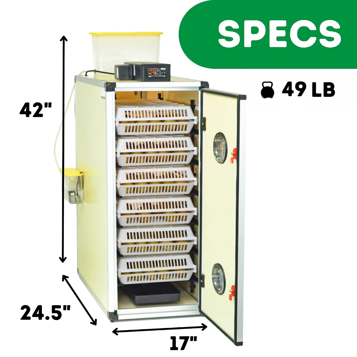 Hatching Incubators Without Turners – 180 Egg Hatcher Cabinet with Digital Humidity Control & Active Periodic Cooling | Chicken & Quail Egg Hatcher for Final Hatch Stage by Hatching Time