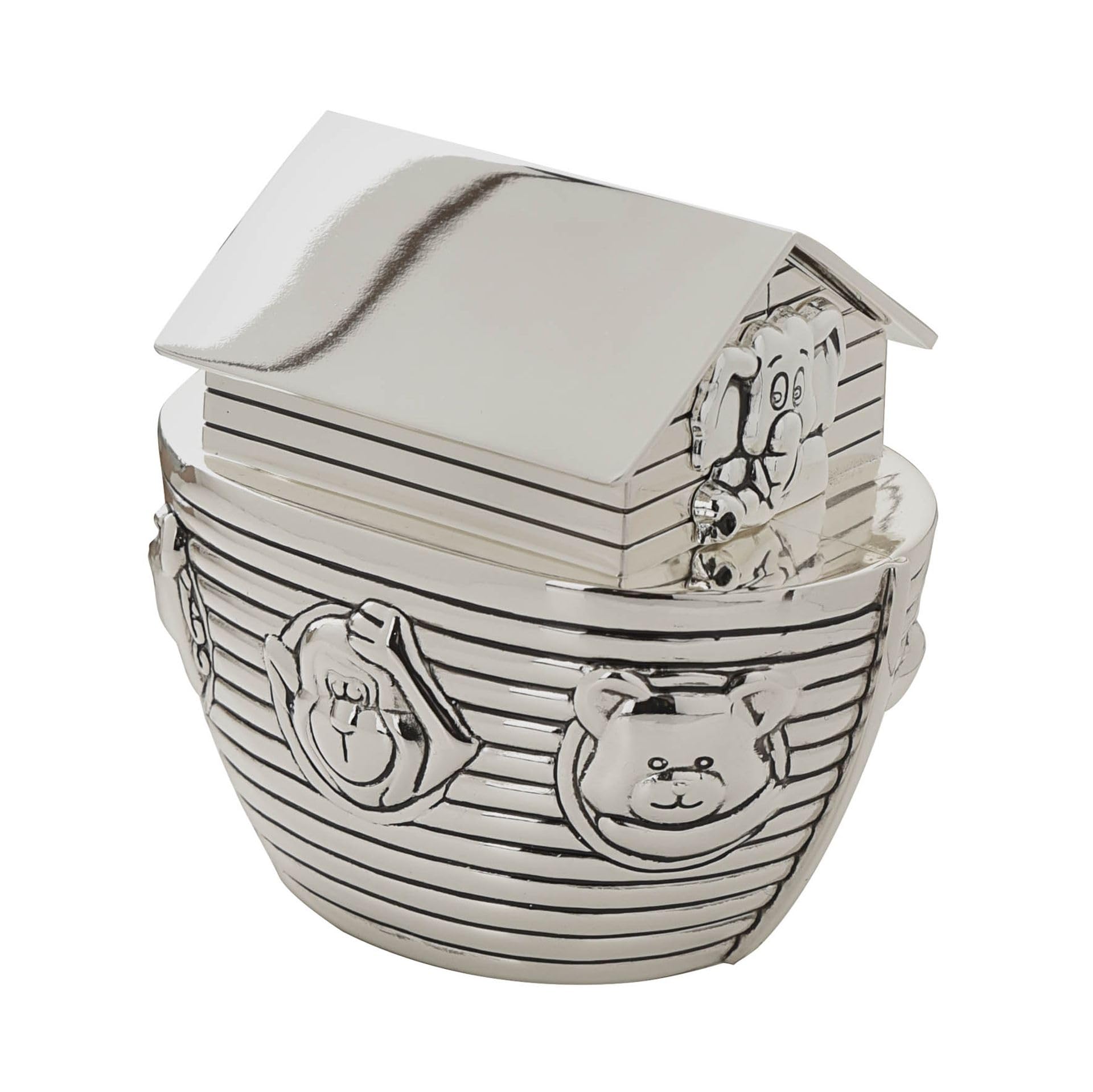 Personalised Silver Plated Noah's Ark Money Box - Engraved with a message of your choice making this a perfect Christening present!