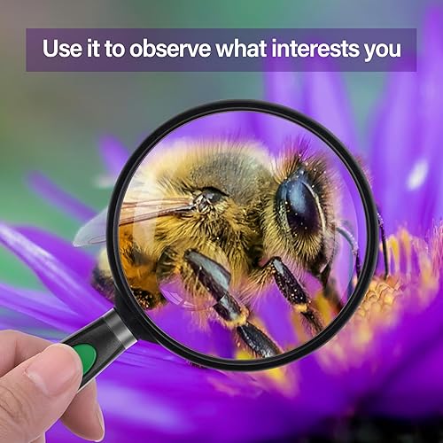 Miniatura 19 de Feosky Lupa de lectura de mano, lupa de 10 x 30X, lente inastillable de 2.953 in, mango antideslizante para adultos cercanos, lectura de personas
