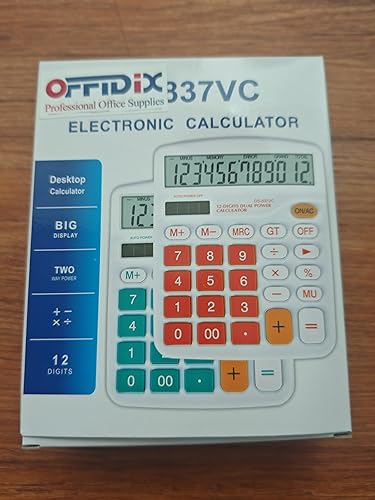 Miniatura 8 de OFFIDIX Calculadora de escritorio de oficina, calculadora electrónica de doble potencia solar y batería, calculadora portátil de pantalla LCD grande