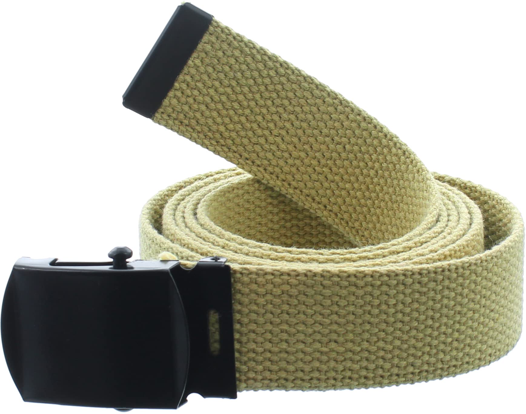 ARMYU Army Web Belt 100% Cotton Canvas Military Color Webbed Belts with Slider Buckle 54" Long