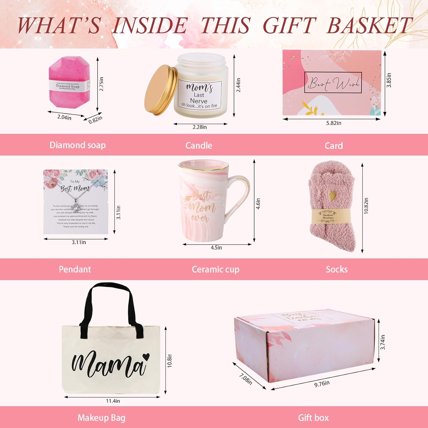 DHQH Best New Mom Gifts for Mom from Daughter Son,Gift Basket for Women Birthday Gifts for Mother-in-law Thanksgiving Presents with Candle box Tote Bag - Image 5