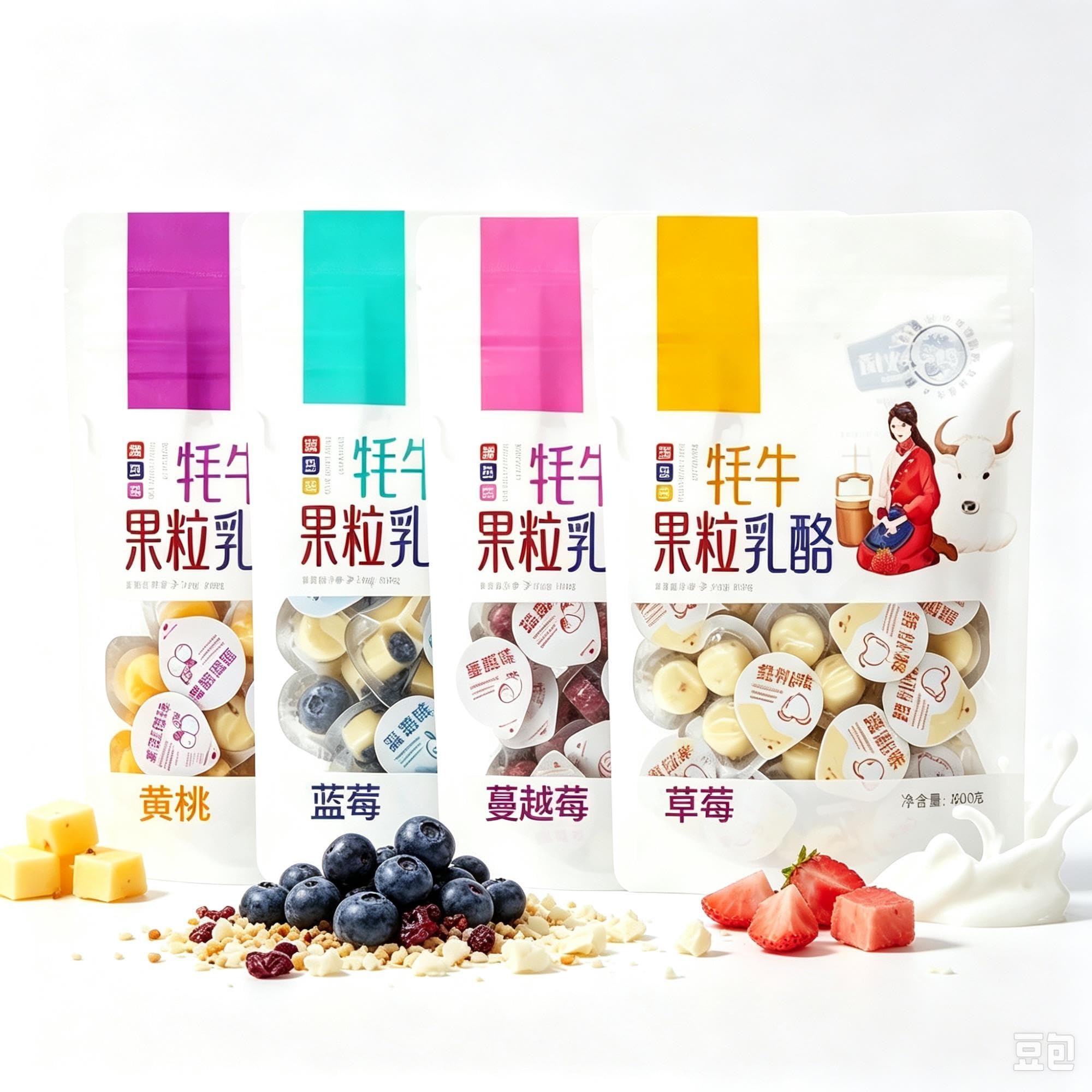 Fruchtjoghurt-Häppchen-Snack, 4-Geschmacks-Packung, 400 g