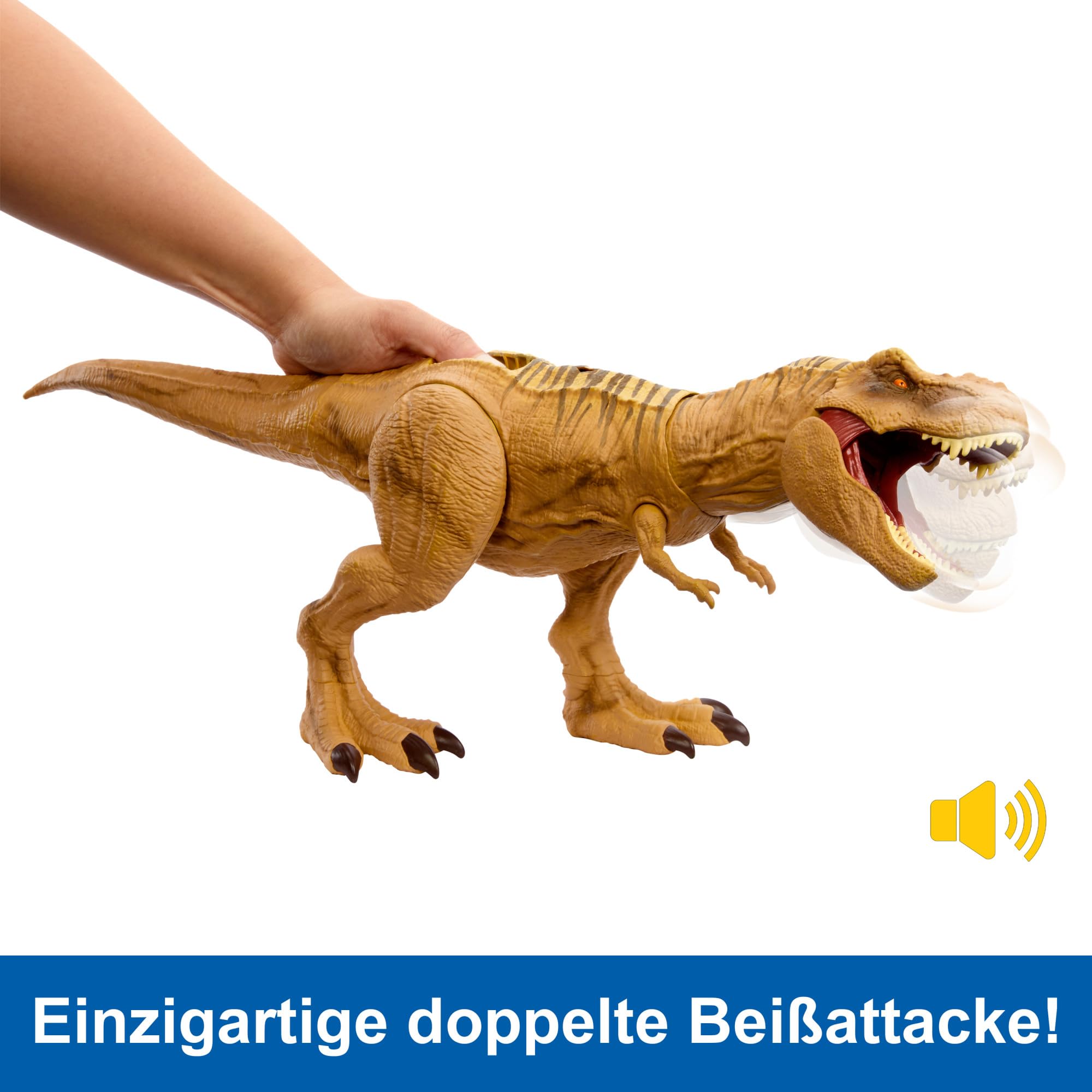 Mattel JURASSIC WORLD Jagen Und Zermalmen Tyrannosaurus-Rex - Dinosaurier Spielzeugfigur mit Geräuschen, Tracking-Ausrüstung für digitale Spiele, einzigartiger Wüstenlook, für Fans ab 4 Jahren, HNT62