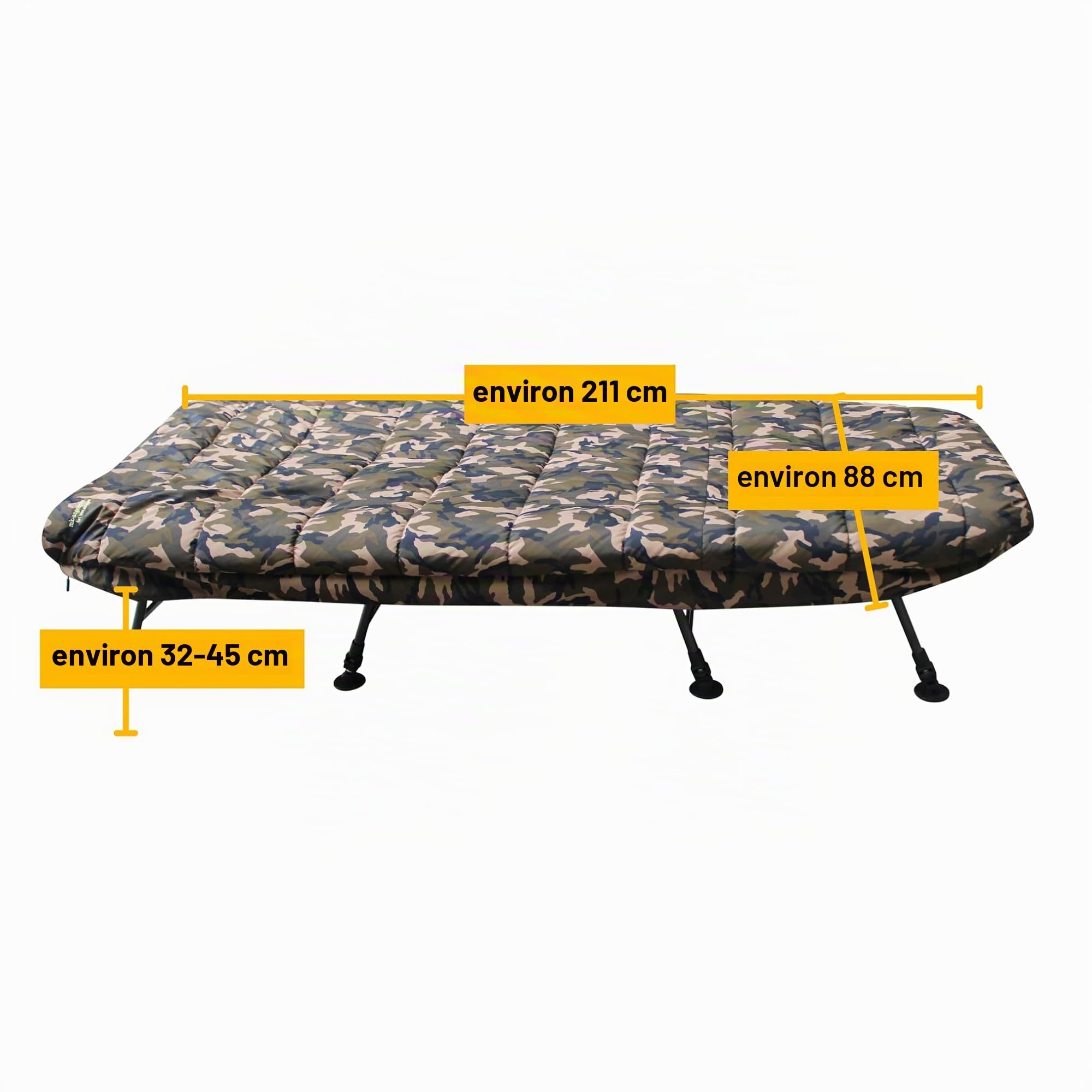 Carp Madness Chaise longue en aluminium, 8 pieds, pour aller à la pêche à la carpe