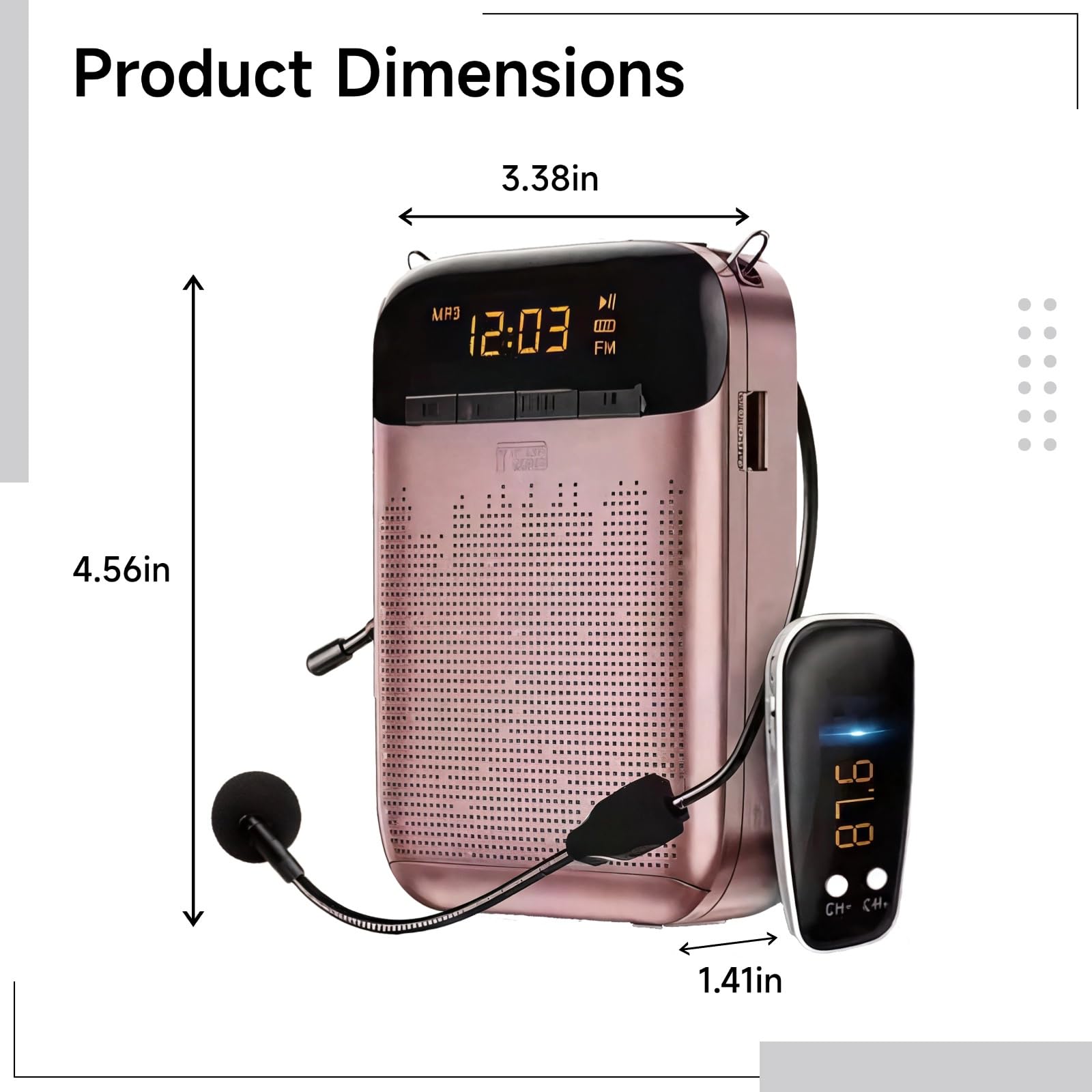 Amplificador de voz inalámbrico y con cable para profesores, S588, 5.0, batería de 12 horas, cobertura de 1000 pies cuadrados, negro y dorado, diseño portátil
